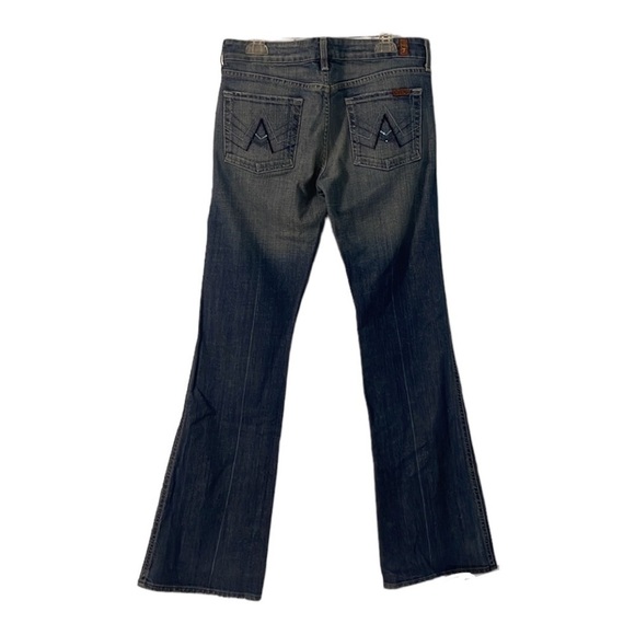 7 For All Mankind "A" Pocket Flare Low Rise Jeans Glitter Stitch Size 29 - Picture 1 of 14